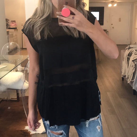 Helmut Lang Tops - HELMUT LANG SHEER PANEL SILK TOP